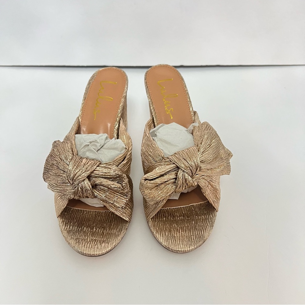 Lulus Dorthea Rose Gold Knotted High Block Heel Sandals - New In Box - Reemoly - Picture 9 of 16